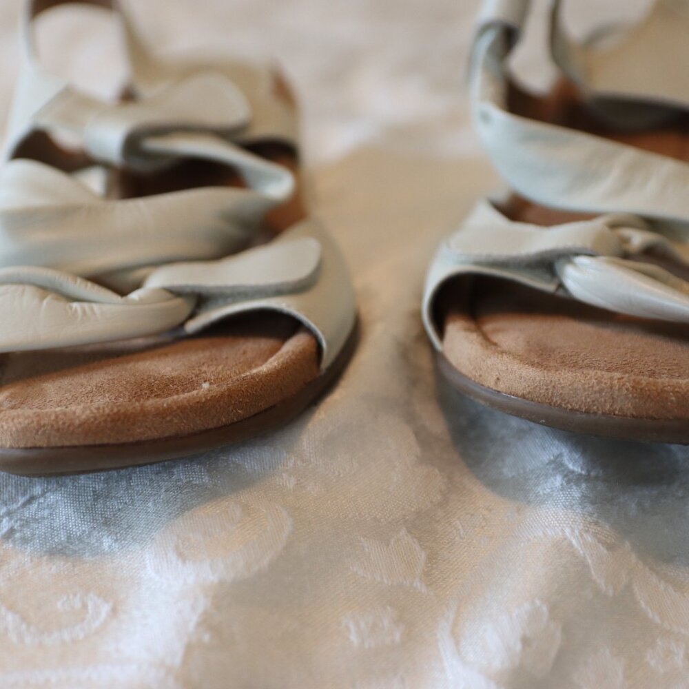Bjorndal Double Time Off White Leather Upper Adjustable Sandals Size 9.5 - Picture 14 of 16